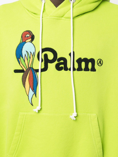 Shop Palm Angels Embroidered-design Drawstring Hoodie In Grün