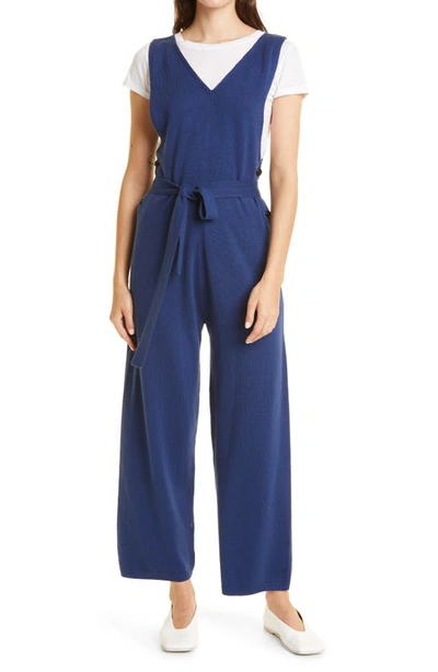 Shop Alex Mill Ollie Cotton & Wool Knit Overalls In Bright Navy
