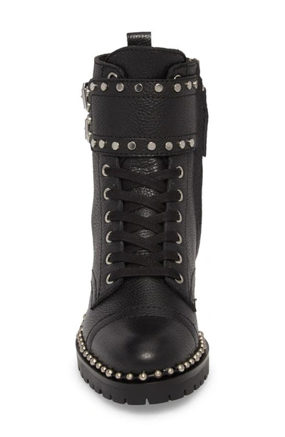 Shop Sam Edelman Jennifer Studded Combat Boot In Black Leather