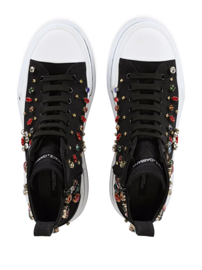 Shop Dolce & Gabbana Crystal Embellished High-top Sneakers In Black