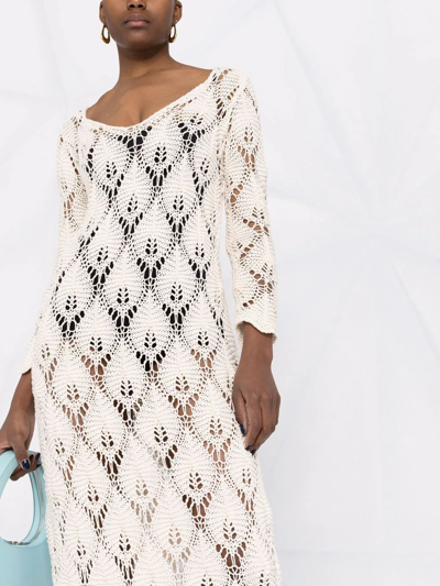 Shop Aeron Shela Open-knit Dress In Neutrals