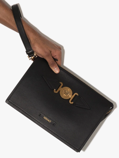 Shop Versace Medusa Biggie Pouch Bag In Black