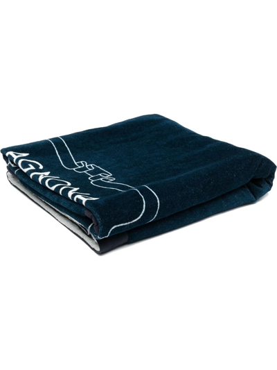 Shop Agnona Logo-print Beach Towel In Blau