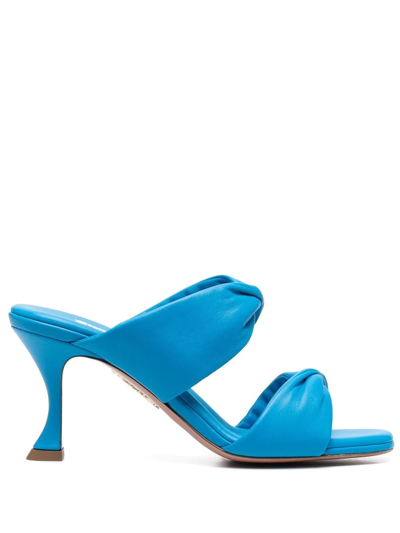 Shop Aquazzura Twist-detail Leather Sandals In Blau