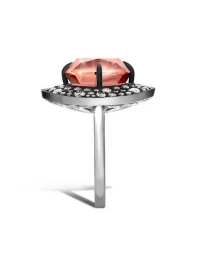 Pragnell Platinum Snowstorm Tourmaline And Diamond Ring In Silver