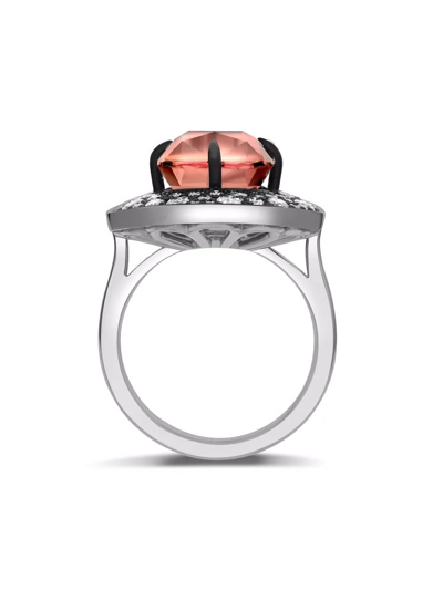 Pragnell Platinum Snowstorm Tourmaline And Diamond Ring In Silver