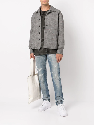 Shop John Elliott Hemi Check-print Blazer In Grey