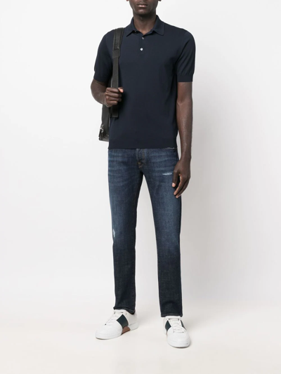 Shop Incotex Low-rise Straight-leg Jeans In Blau