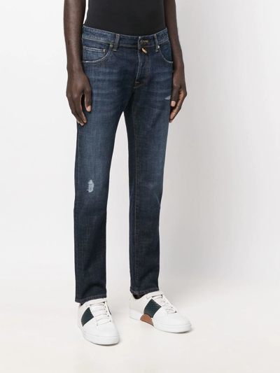 Shop Incotex Low-rise Straight-leg Jeans In Blau