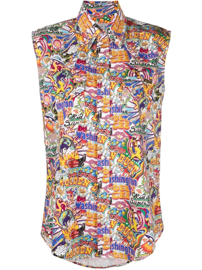 Shop Washington Dee Cee Graphic-print Sleeveless Shirt In Weiss