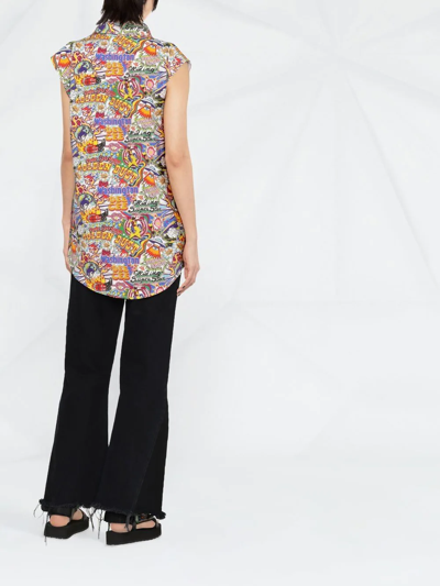 Shop Washington Dee Cee Graphic-print Sleeveless Shirt In Weiss