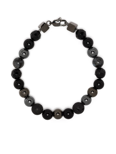 Northskull Mixed Dark Matter Gemstone Bracelet In Black