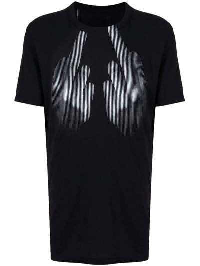 Shop 11 By Boris Bidjan Saberi Large Print Crew Neck T-shirt In Black