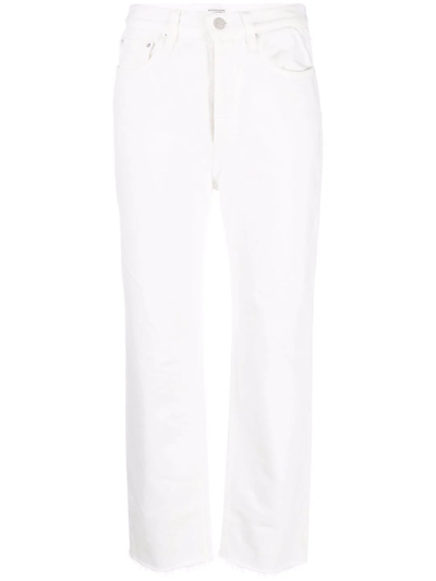 Shop Totême Cropped Straight-leg Jeans In White
