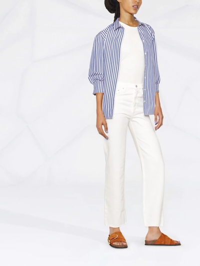 Totême High-waisted Wide Leg Trousers With Slanted Pockets In Neutral