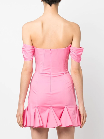 Shop Giuseppe Di Morabito Off-shoulder Ruffle-trim Mini Dress In Rosa