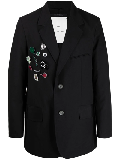 Shop Song For The Mute Overiszed Single-breasted Blazer In Schwarz