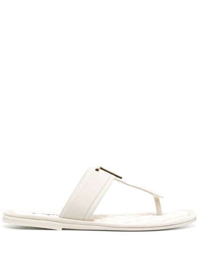 Shop Tom Ford Logo-plaque Sandals In Nude