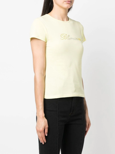 Shop Blumarine Logo Crew-neck T-shirt In Yellow