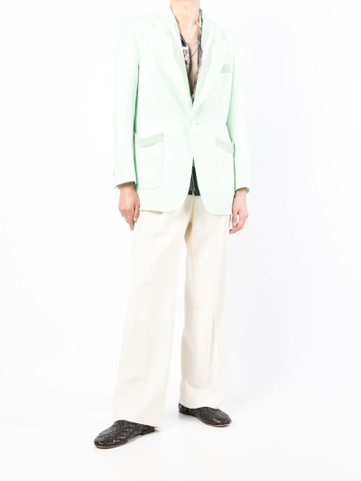 Shop Casablanca Memphis Pinstripe Single Breasted Rib Blazer In Green