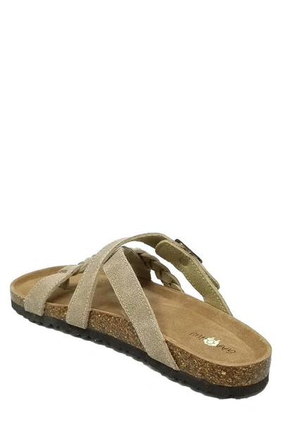 Gaahuu Suede Braided Crisscross Sandal In Tan