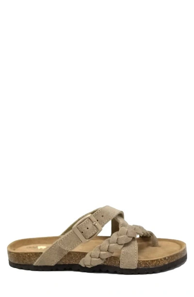 Gaahuu Suede Braided Crisscross Sandal In Tan