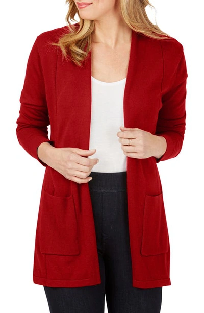 Shop Foxcroft Bethanie Open Front Cardigan In Simply Red