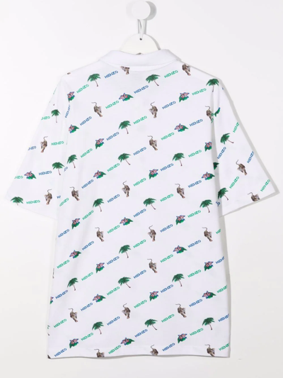 Shop Kenzo Logo-print Short-sleeve Polo Shirt In White
