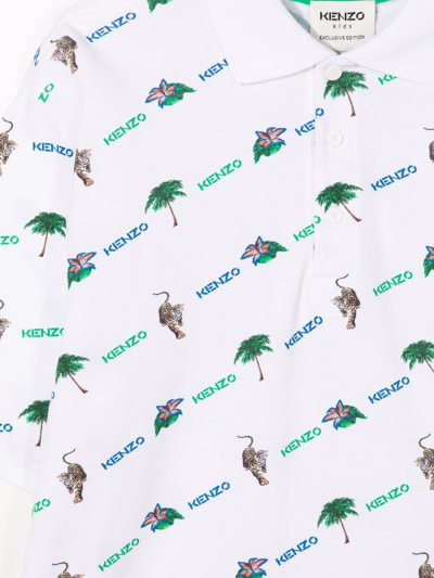 Shop Kenzo Logo-print Short-sleeve Polo Shirt In White