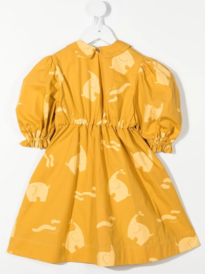 Shop Rejina Pyo Nora Elephant-print Organic Cotton Dress In Yellow