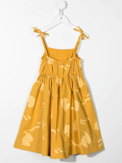Shop Rejina Pyo Esme Elephant-print Organic Cotton Dress In Yellow