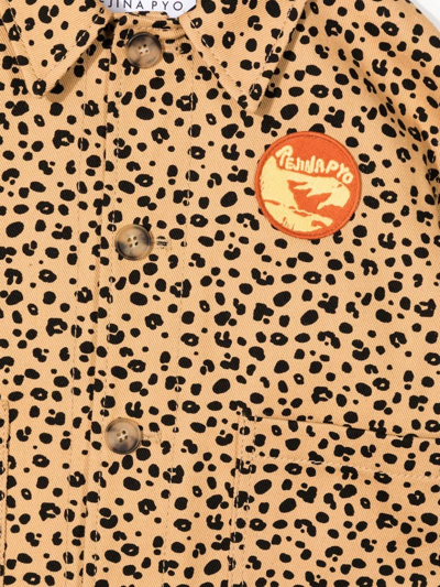 Shop Rejina Pyo Riley Leopard-print Organic Cotton Jacket In Brown