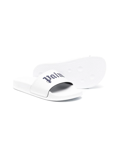 Palm Angels Logo-print Open-toe Slides In White