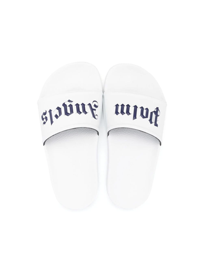 Palm Angels Logo-print Open-toe Slides In White