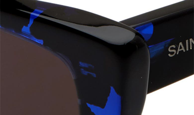 Shop Saint Laurent 53mm Cat Eye Sunglasses In Black Blue Havana/ Black