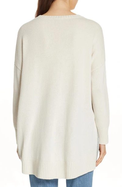 Shop Eileen Fisher Oversize Cashmere & Wool Sweater In Soft White/ Dark Pearl