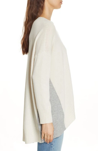 Shop Eileen Fisher Oversize Cashmere & Wool Sweater In Soft White/ Dark Pearl