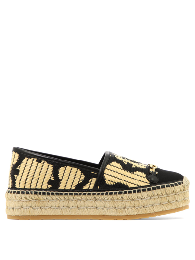 Ferragamo Kim Bicolor Espadrille Loafers In Black  