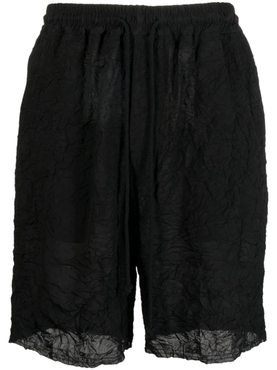 Shop Song For The Mute Raw Elasticated Shorts In Black