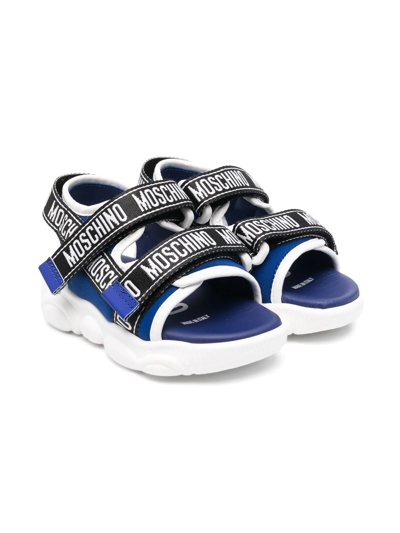 Moschino Logo Touch-strap Sandals In Blue