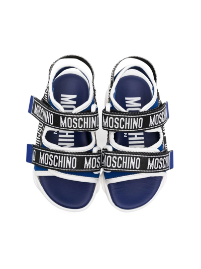 Moschino Logo Touch-strap Sandals In Blue