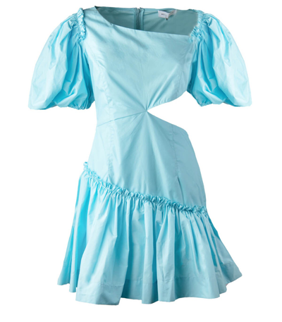 Shop Weili Zheng Light Blue Cut-out Dress