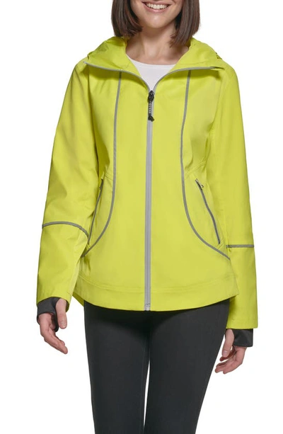Shop Guess Hooded Reflective Rain Jacket In Sulfur