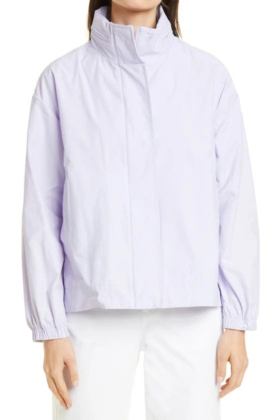 Shop Eileen Fisher Stand Collar Organic Cotton Blend Jacket In Wisteria