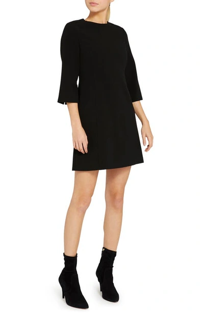 Shop Alice And Olivia Three-quarter Sleeve Shift Dress In Black