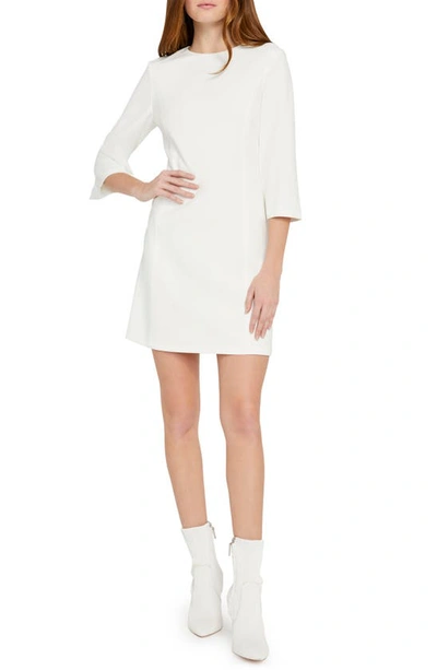 Shop Alice And Olivia Three-quarter Sleeve Shift Dress In Off White