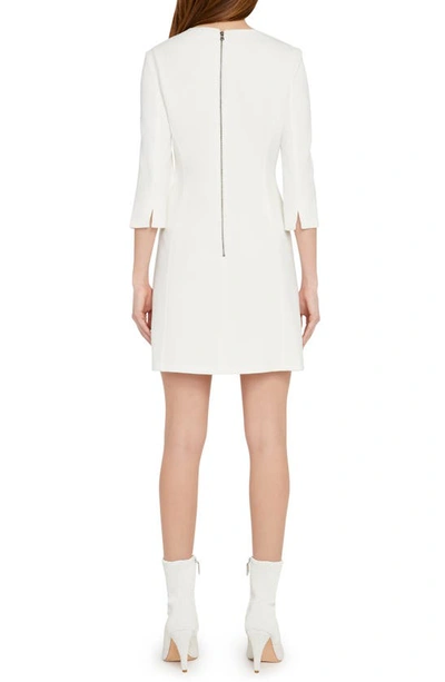 Shop Alice And Olivia Three-quarter Sleeve Shift Dress In Off White