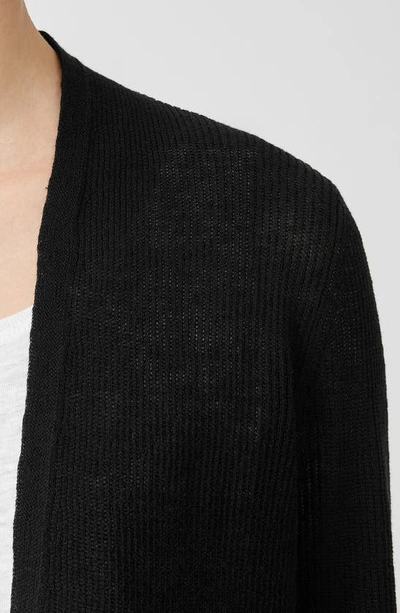 Shop Eileen Fisher Ribbed Organic Linen & Cotton Cardigan In Black
