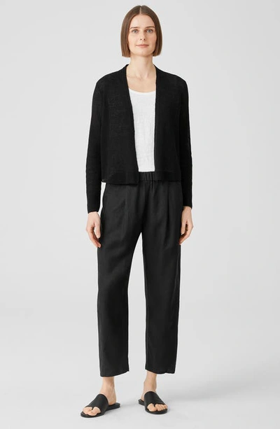Shop Eileen Fisher Ribbed Organic Linen & Cotton Cardigan In Black