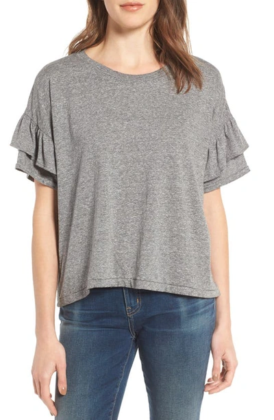 Shop Current Elliott The Roadie Ruffle Tee In Heather Grey